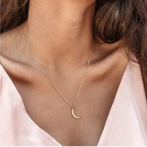 GOLD 14k Gold Plated Moon Pendant Necklace